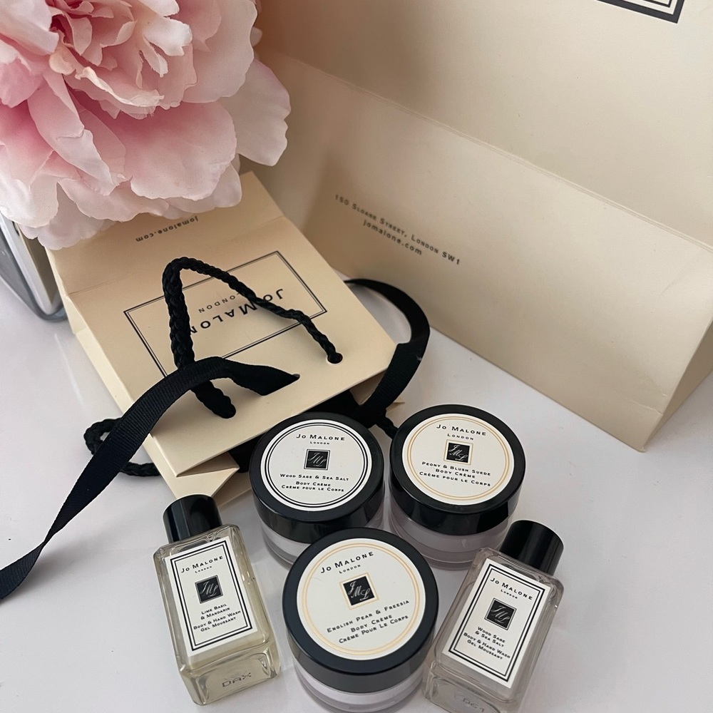 Set of 5 piece Jo Malone body hand cream gel wash mini with 4 different scents